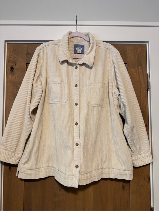 L.L. Bean Tops - L.L.Bean VTG wide whale Corduroy cream Shirt Jacket Shacket Womens plus Sz 3X